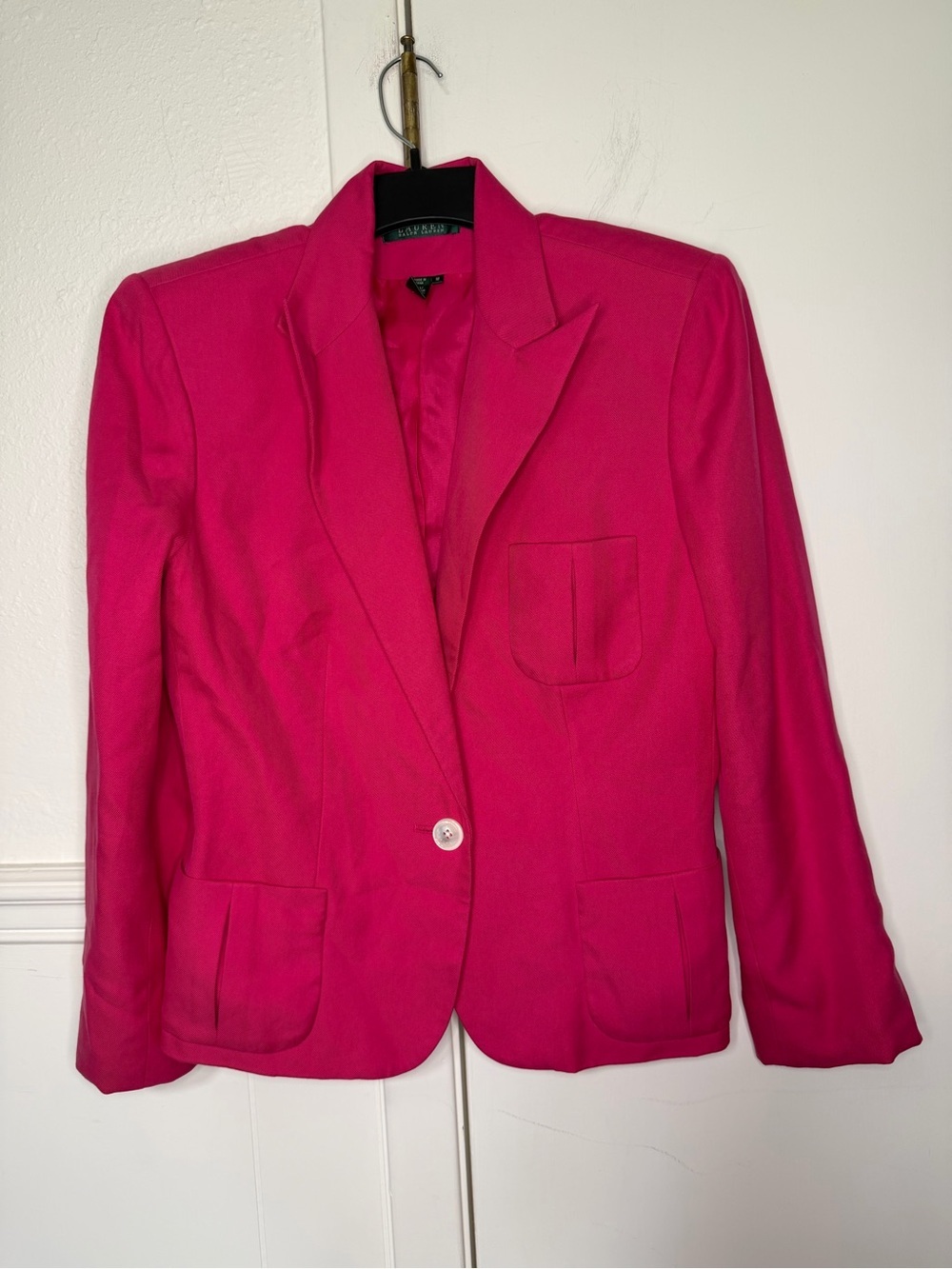 Ralph Lauren Fuchsia Single-Button Blazer with pockets size 10